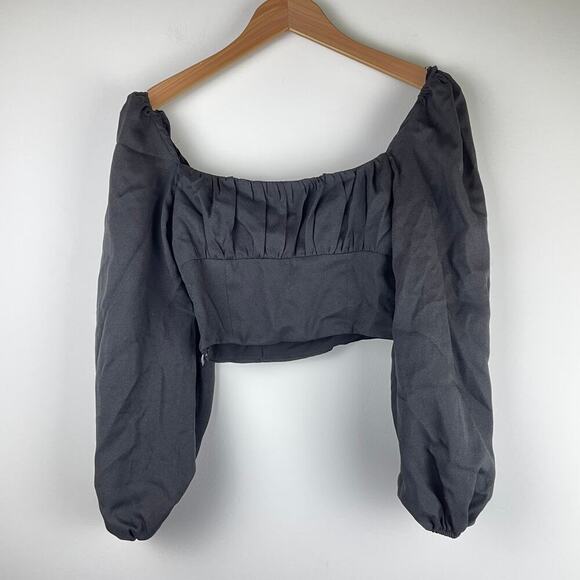 Princess Polly Ariah Black Long Sleeve Crop Top - Size 2 - Picture 6 of 9